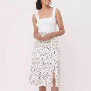 Loft Linen Midi Polka Dot Skirt